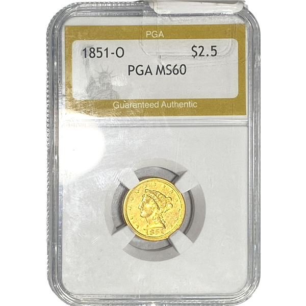 1851-O $2.50 Gold Quarter Eagle PGA MS60