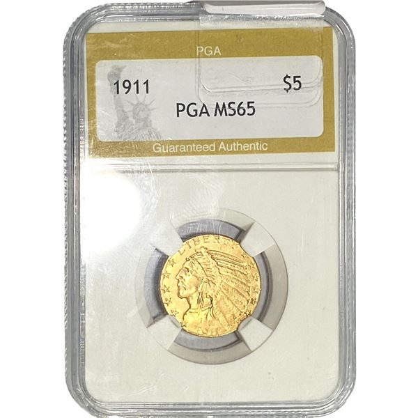 1911 $5 Gold Half Eagle PGA MS65
