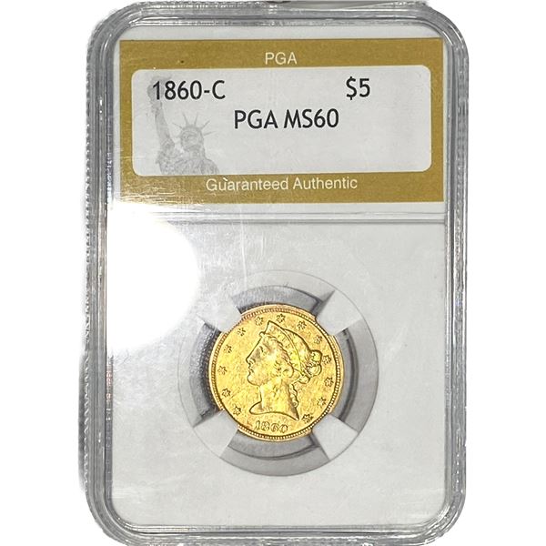 1860-C $5 Gold Half Eagle PGA MS60