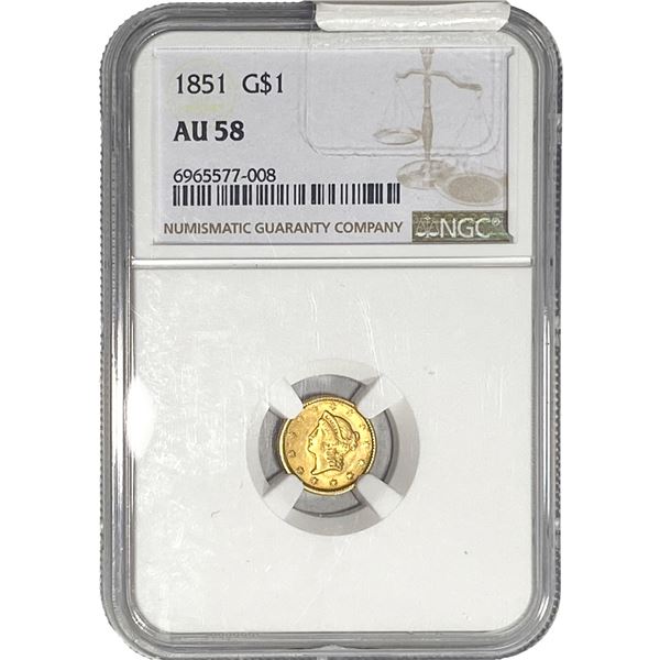 1851 Rare Gold Dollar PGA AU58