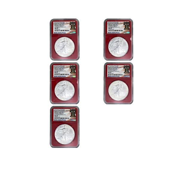 [5 Coins] 2021 Silver Eagle NGC PF70 UC