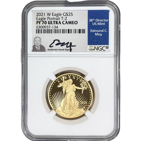 2021-W Gold Eagle $25 1/2 oz NGC PF70 UC