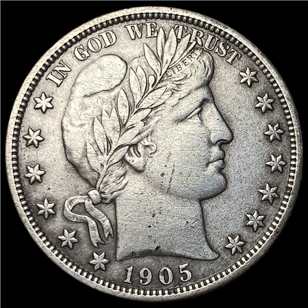 1905 Silver Half Dollar (Barber) NEARLY  UNCIRCULATED