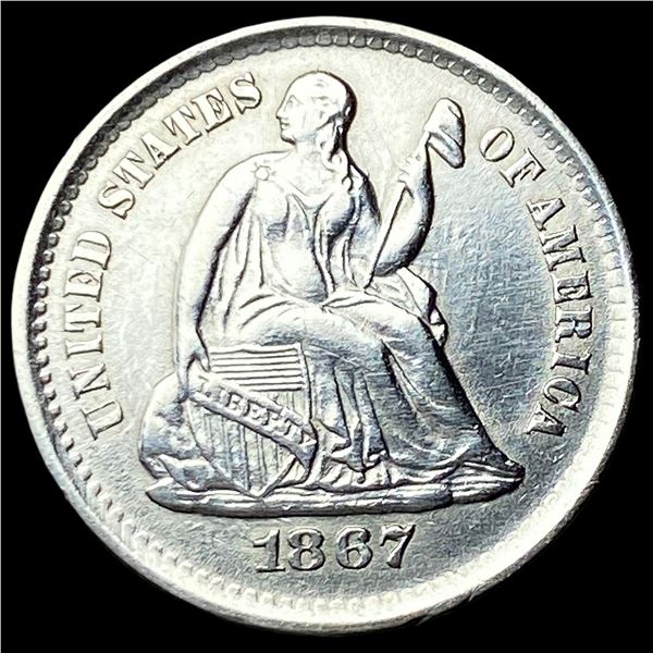 1867-S Silver Seated Liberty Half Dime CLOSELY UNCIRCULATED