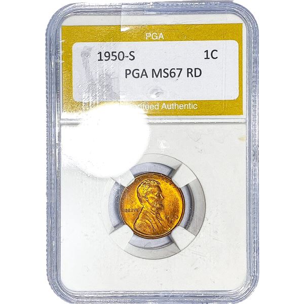 1950-S Wheat Cent PGA MS67 RD