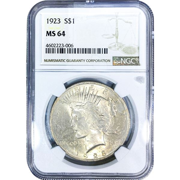 1923 Silver Peace Dollar NGC MS64