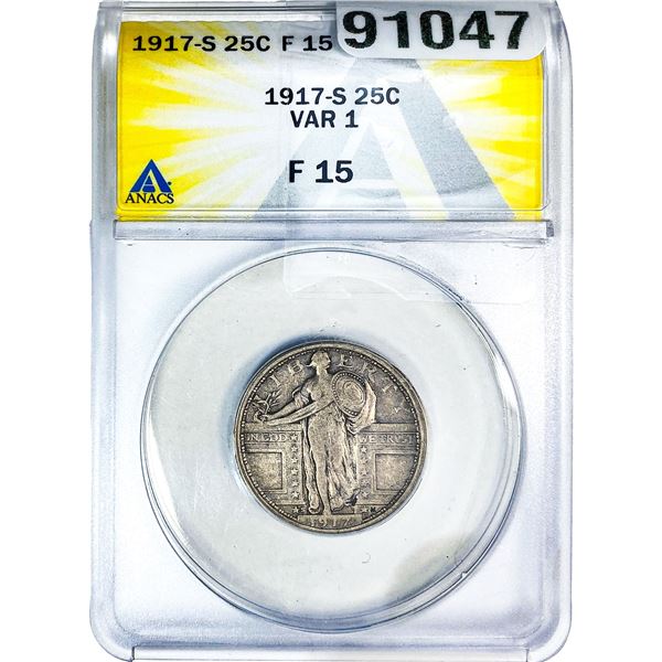 1917-S Standing Liberty Quarter ANACS F15
