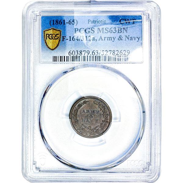 1861-65 Civil War Token Patriotic, Army&Navy PCGS MS63 BN