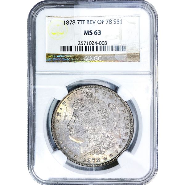1878 7TF Morgan Silver Dollar NGC MS63