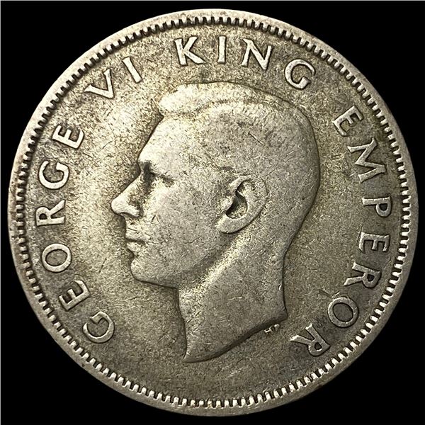1937 New Zealand Silver 1 Florin KM 10.1