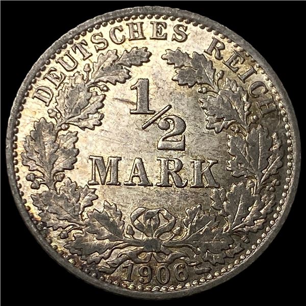 1906A Germany Silver 1/2 Mark KM 17