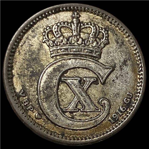1916 Denamrk Silver 10 Ore KM 181.1