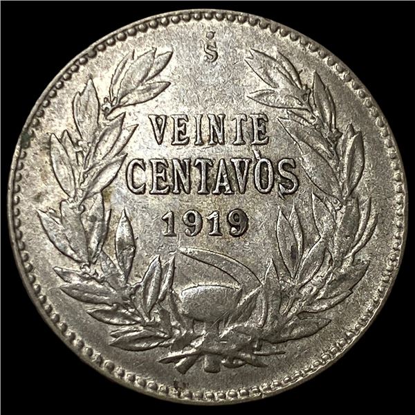 1919 Chile Silver 20 Centavos KM 151.3