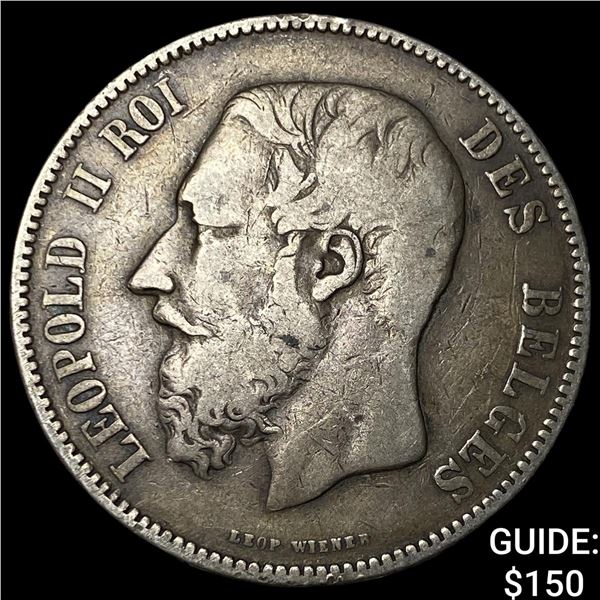 1868 Belgium Silver 5 Francs