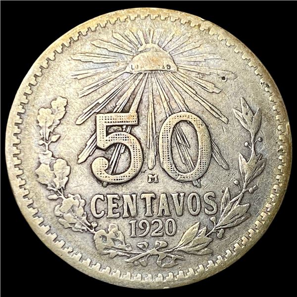1920 Mexico Silver 50 Centavos