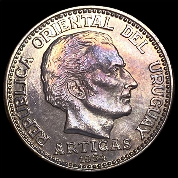 1954 Uruguay Silver 20 Centesimos
