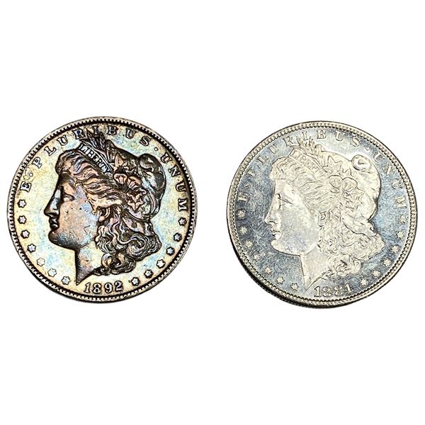 [2 Coins] 1881-1892 Morgan Silver Dollar