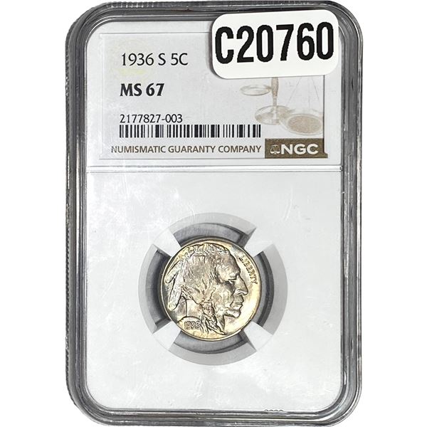 1936-S Buffalo Nickel NGC MS67