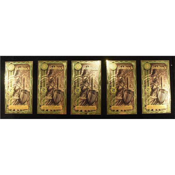 (5) WASHINGTON D.C. GOLDBACK 1/1000TH OZ 24K GOLD