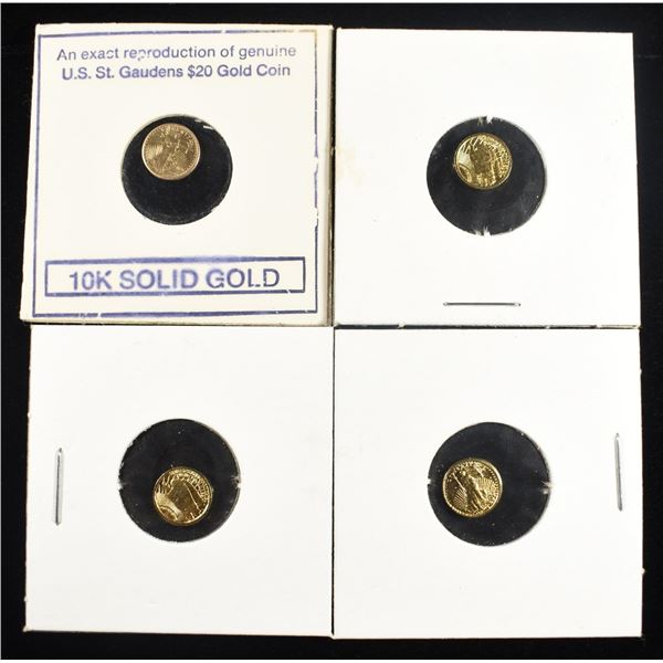 (3)$20 U.S. ST. GAUDNS GOLD & (1)10K GOLD REPRO