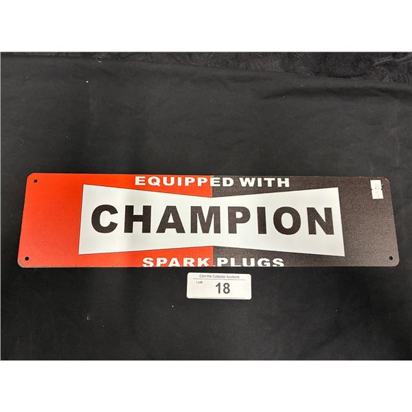 Champion spark plug sign repro, 4"x16"