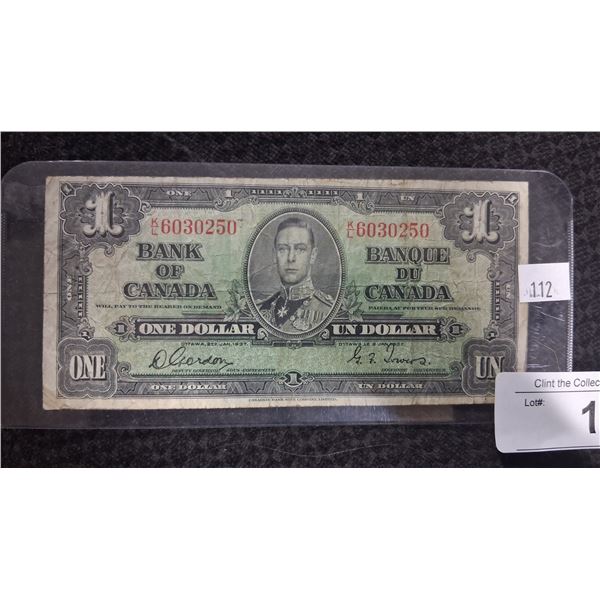 1.com Bank Note 1937 bank of Canada 1$ bank note