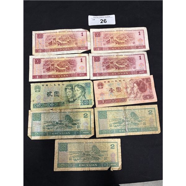 9 Vintage Asian Bills
