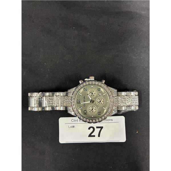 Brand new, never activated quartz Geneva rhinestone watch