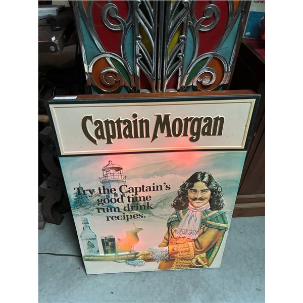 Vintage Captain Morgan Light Up Sign, Works, 33"x24