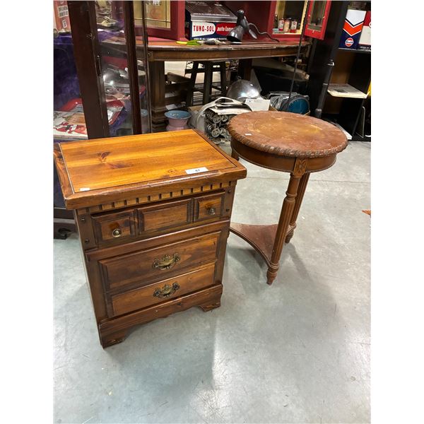 2 Vintage wooden end tables, both very unique, 24.5" and 25.5"