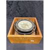 Image 1 : Vintage nautical compass suspended in wooden box, 8"