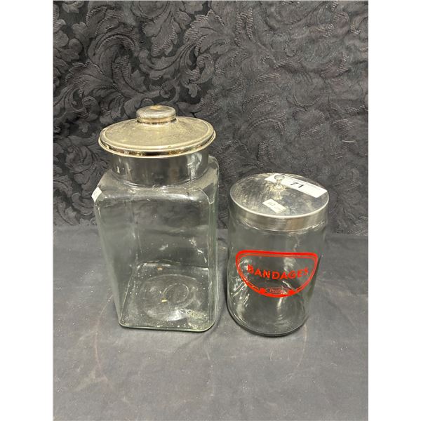 2 Vintage glass Dr. Office Jars, 7" and 10"