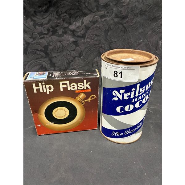 Vintage Neilson's Jersey Oil can and hip flask