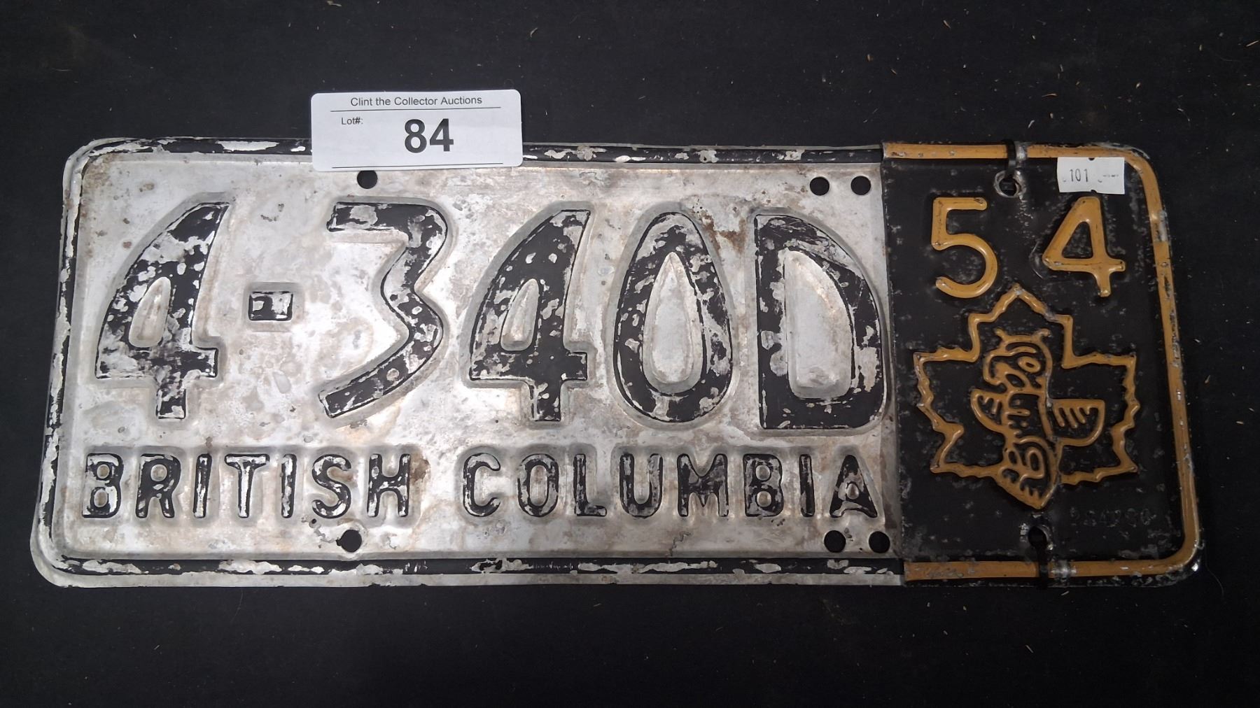Vintage BC Plate with totem tag