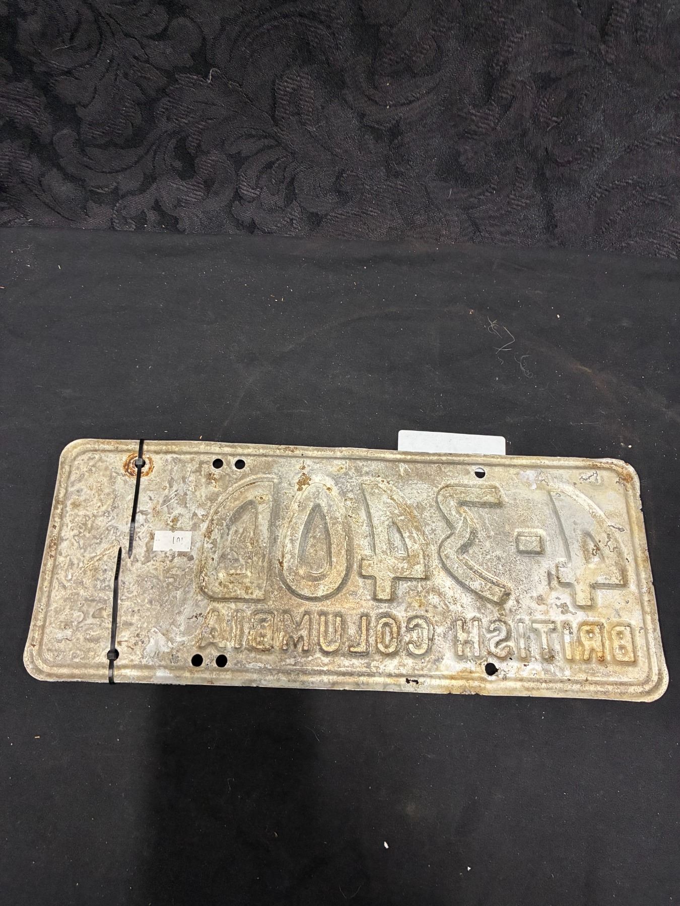 Vintage BC Plate with totem tag