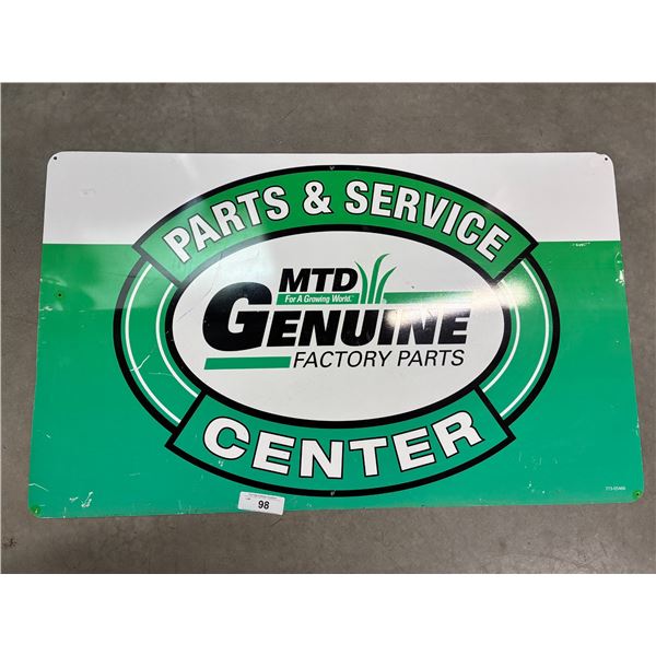 Vintage metal MTD Sign, 36"x22"