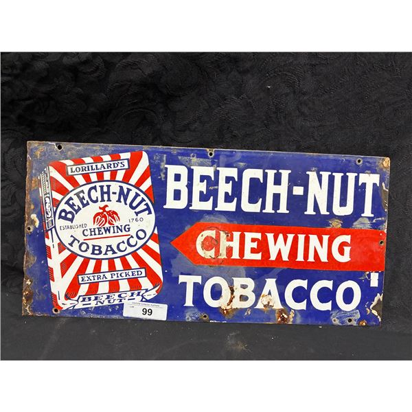 Vintage porcelain Beach Nut Tobacco Sign, 22"x10"