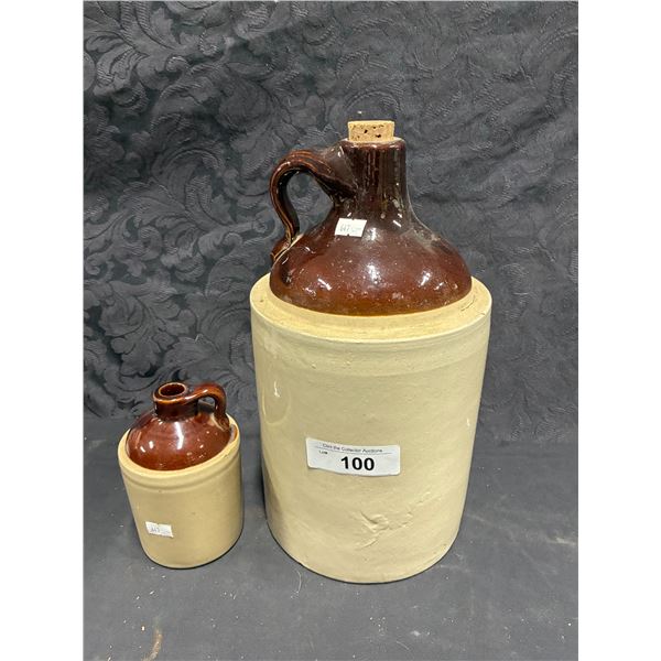 2 Vintage decanter jugs, 13" and 6"