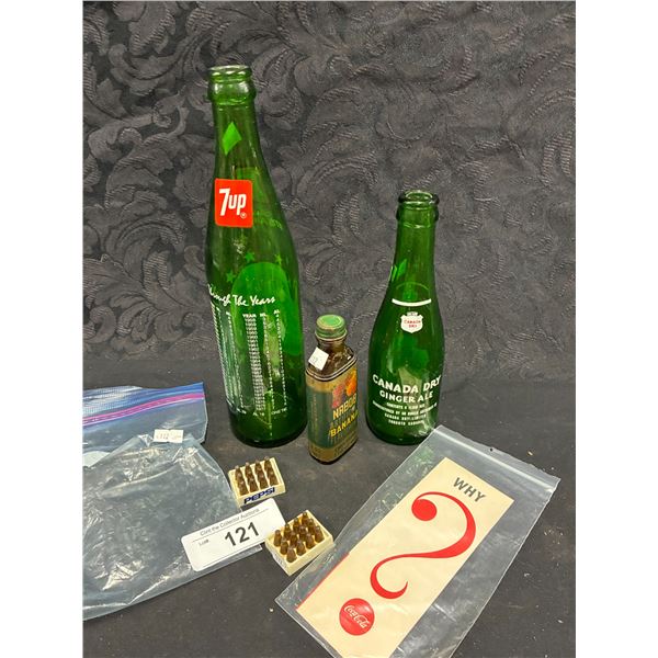 Vintage Coca Cola Memorabilia and rare 7UP baseball all star game bottle