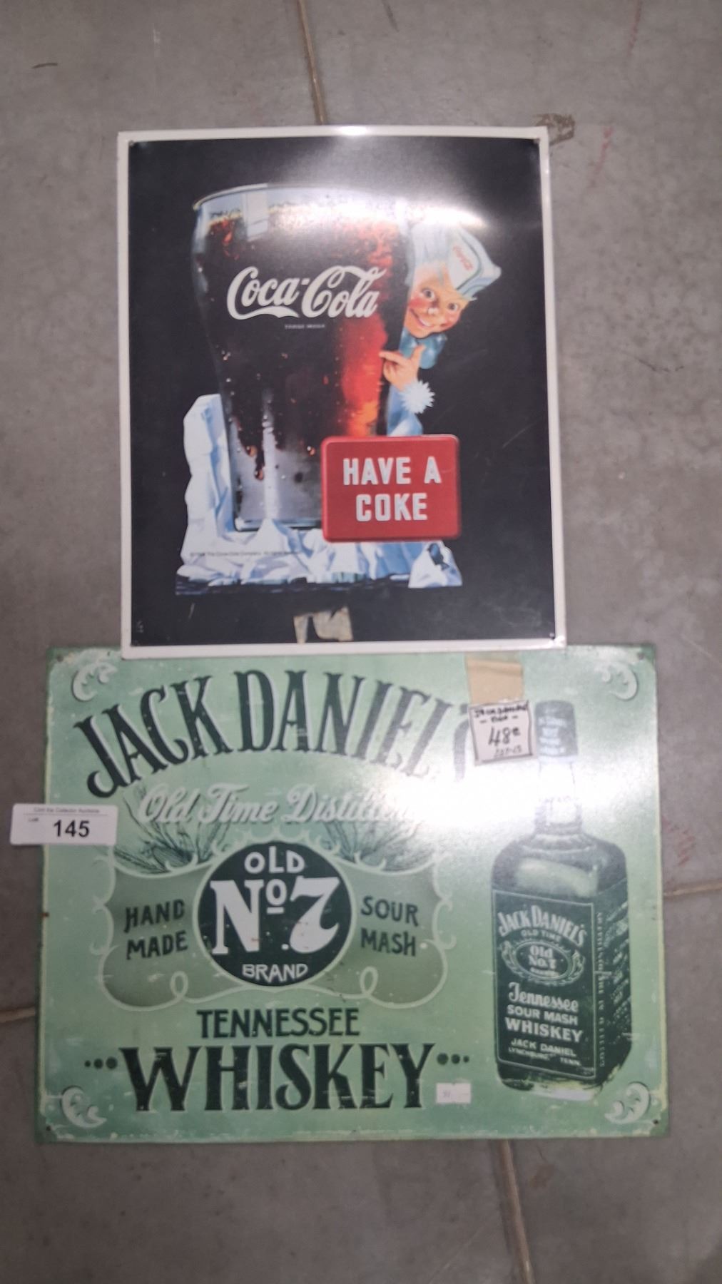 2 Tin signs, 16