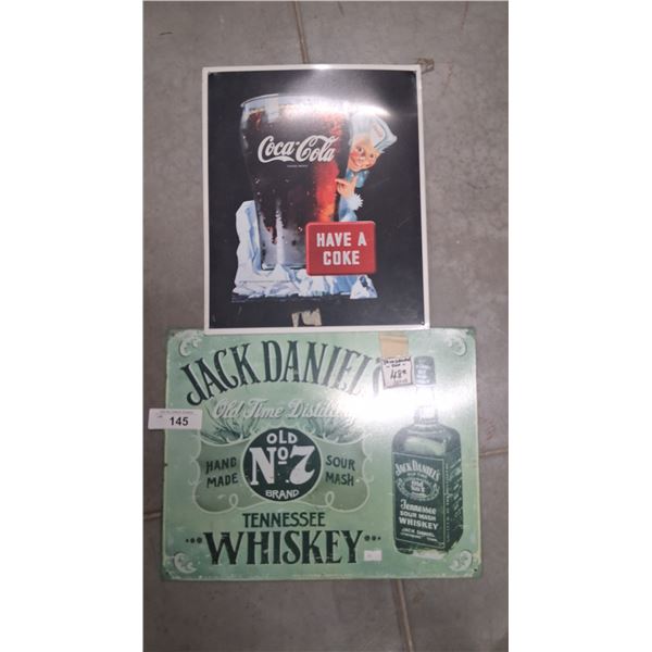 2 Tin signs, 16"x12"