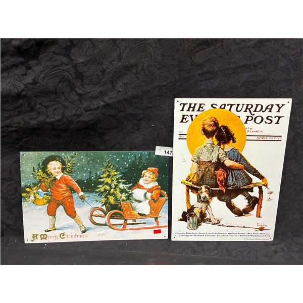 2 Tin signs, 16"x12"