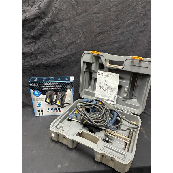 Ryobi hand plainer and 2 new work lights