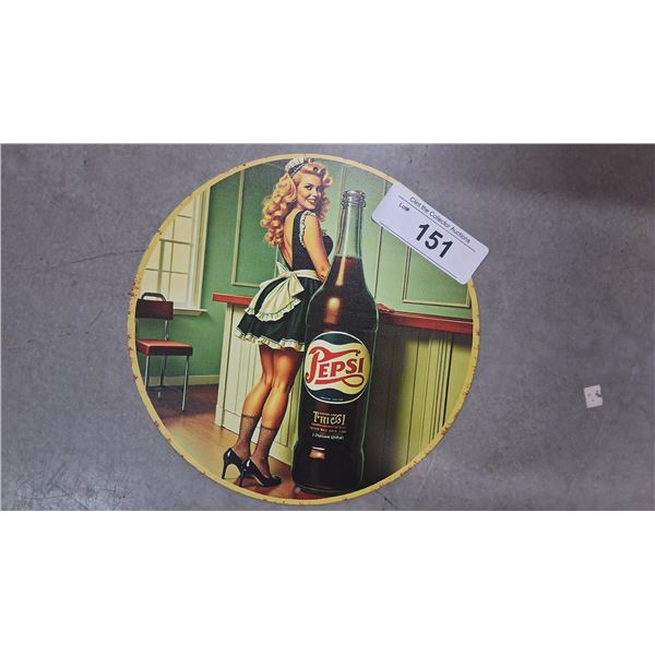 Pepsi pin up girl metal sign 8"