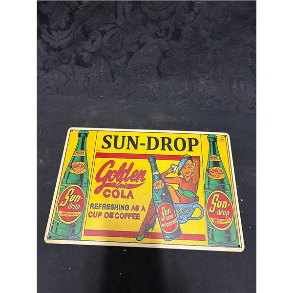 Golden Cola Sundrop metal sign 12"x8"