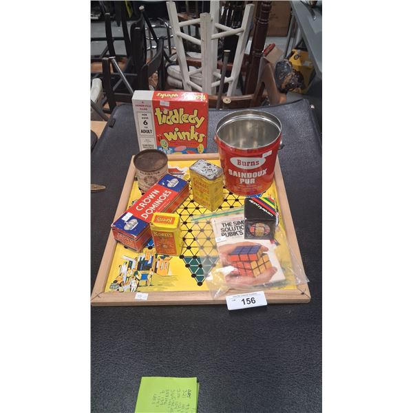 Collection of vintage games and tins