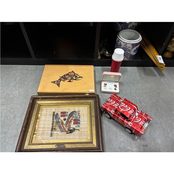 Vintage collectable lot including Coca Cola folk-art car ect..