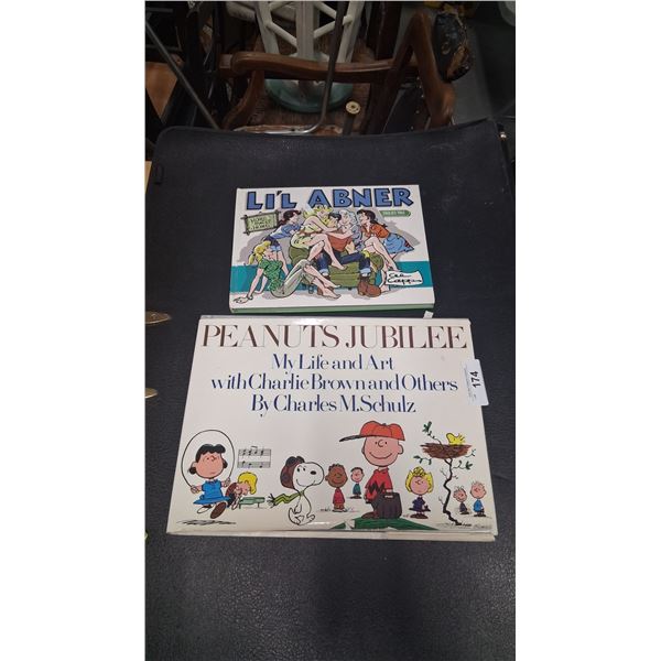 2 large peanuts jubilee and lil Abner hard cover comic books