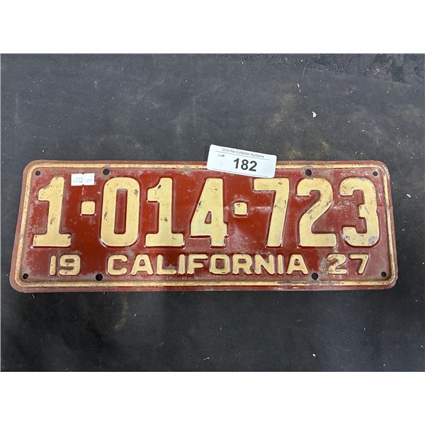 Vintage 1927 California plate