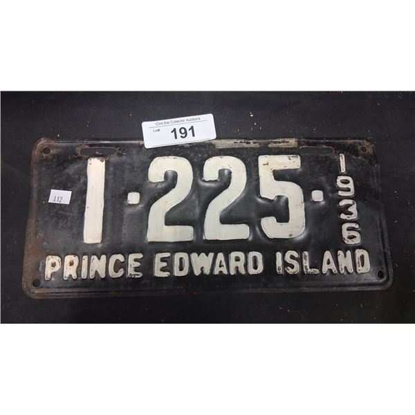 Vintage 1936 PEI plate